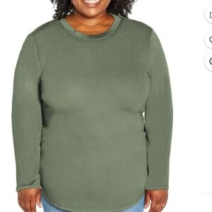 Banana Republic Women's Top Sz XXL Long-Sleeve Crewneck Jersey Knit Woven Green